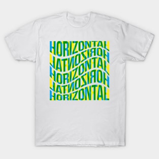 Horizontal Waves Typography (Blue Yellow Green) T-Shirt